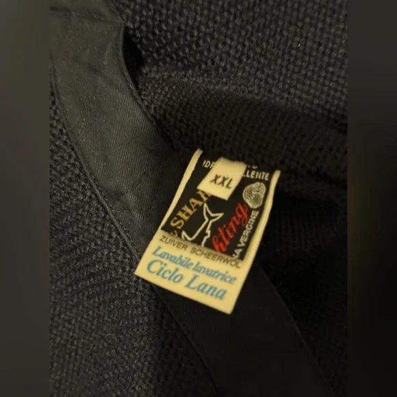 PAUL & SHARK Yachting MEN'S Black HEAVY WOOL KNIT REVERSIBLE JACKET Size XXL